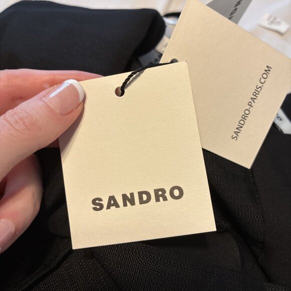 Sandro New Authentic Solid Black Gisele Tank Tiered Mini Dress 36 4 Small - Picture 6 of 8